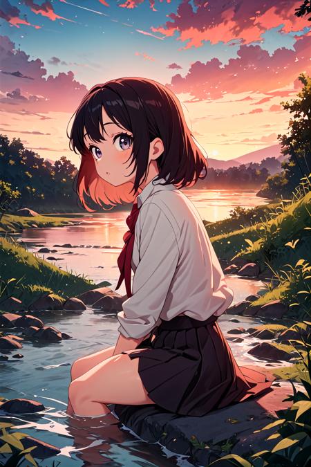 00488-4028175709-river,from side,dusk,looking at viewer,sitting,(landscape_0.8),dress shirt, skirt,1girl__best quality,.png